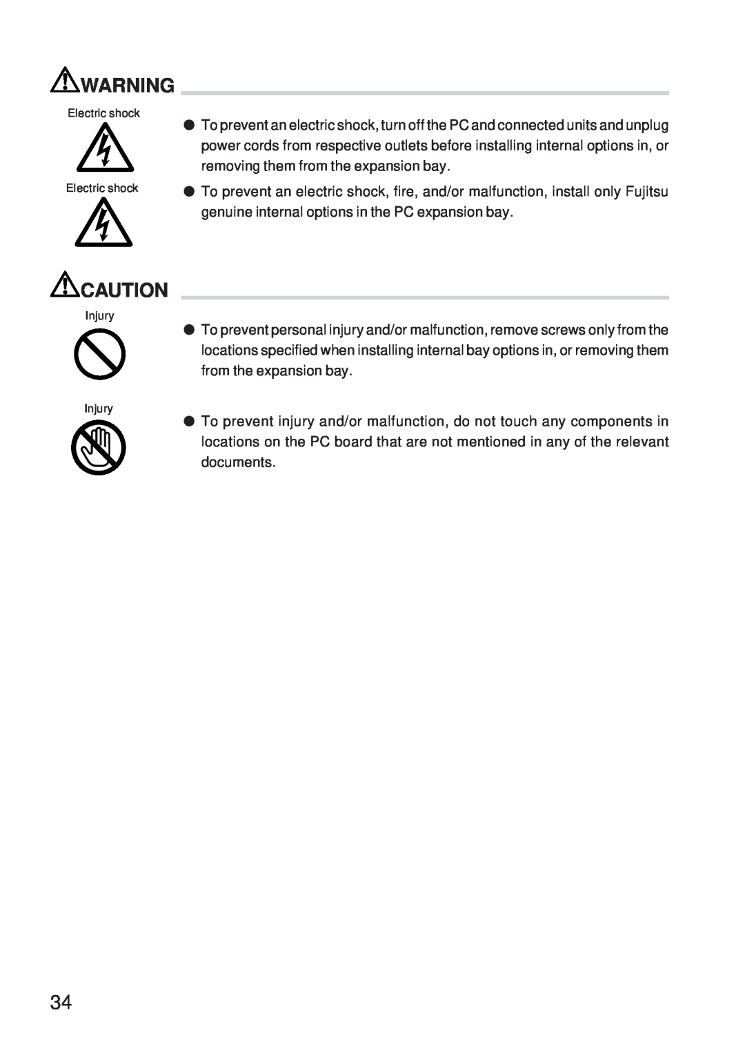 Fujitsu 5000 user manual genuine internal options in the PC expansion bay 