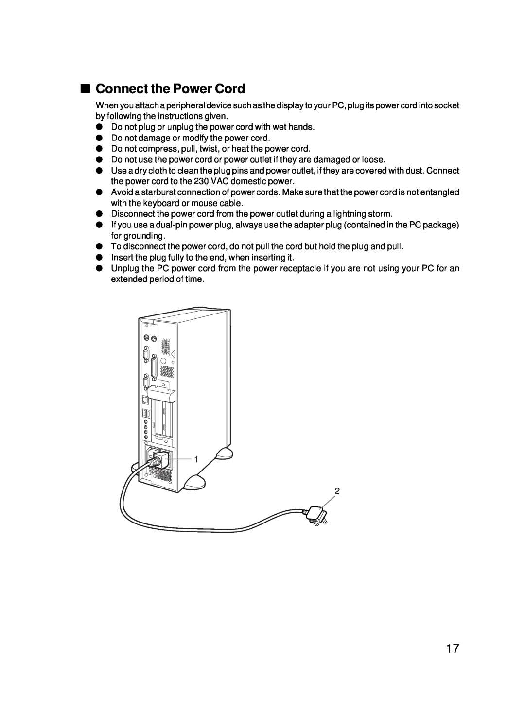 Fujitsu 5000 user manual Connect the Power Cord 