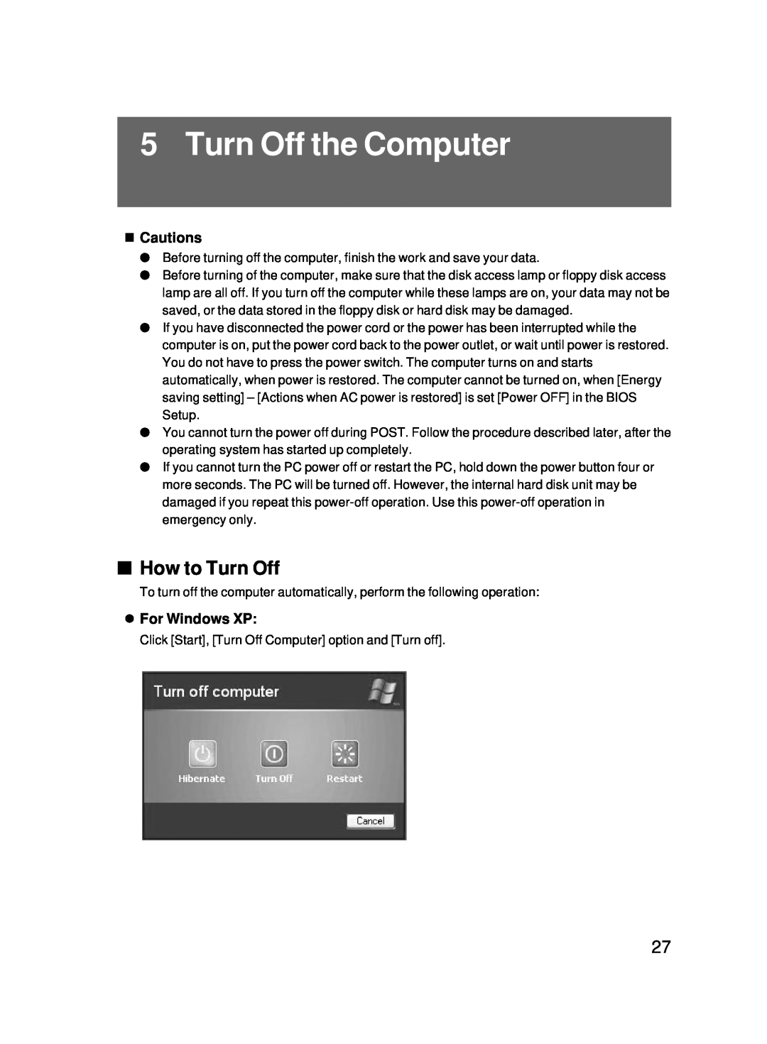 Fujitsu 5000 user manual Turn Off the Computer, How to Turn Off 