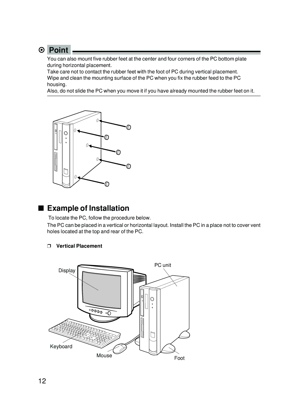 Fujitsu 5000 user manual Point, Example of Installation 