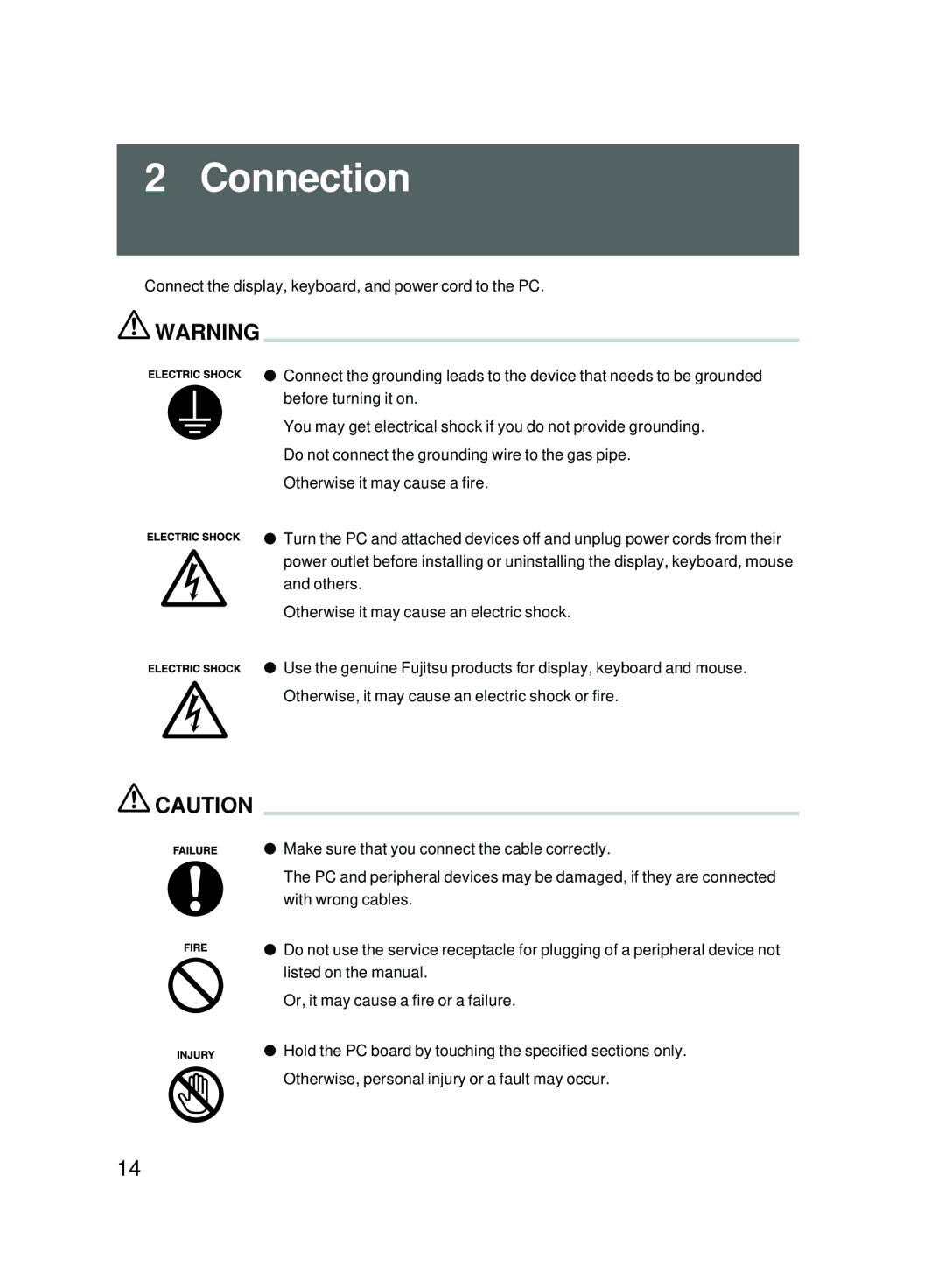 Fujitsu 5000 user manual Connection 