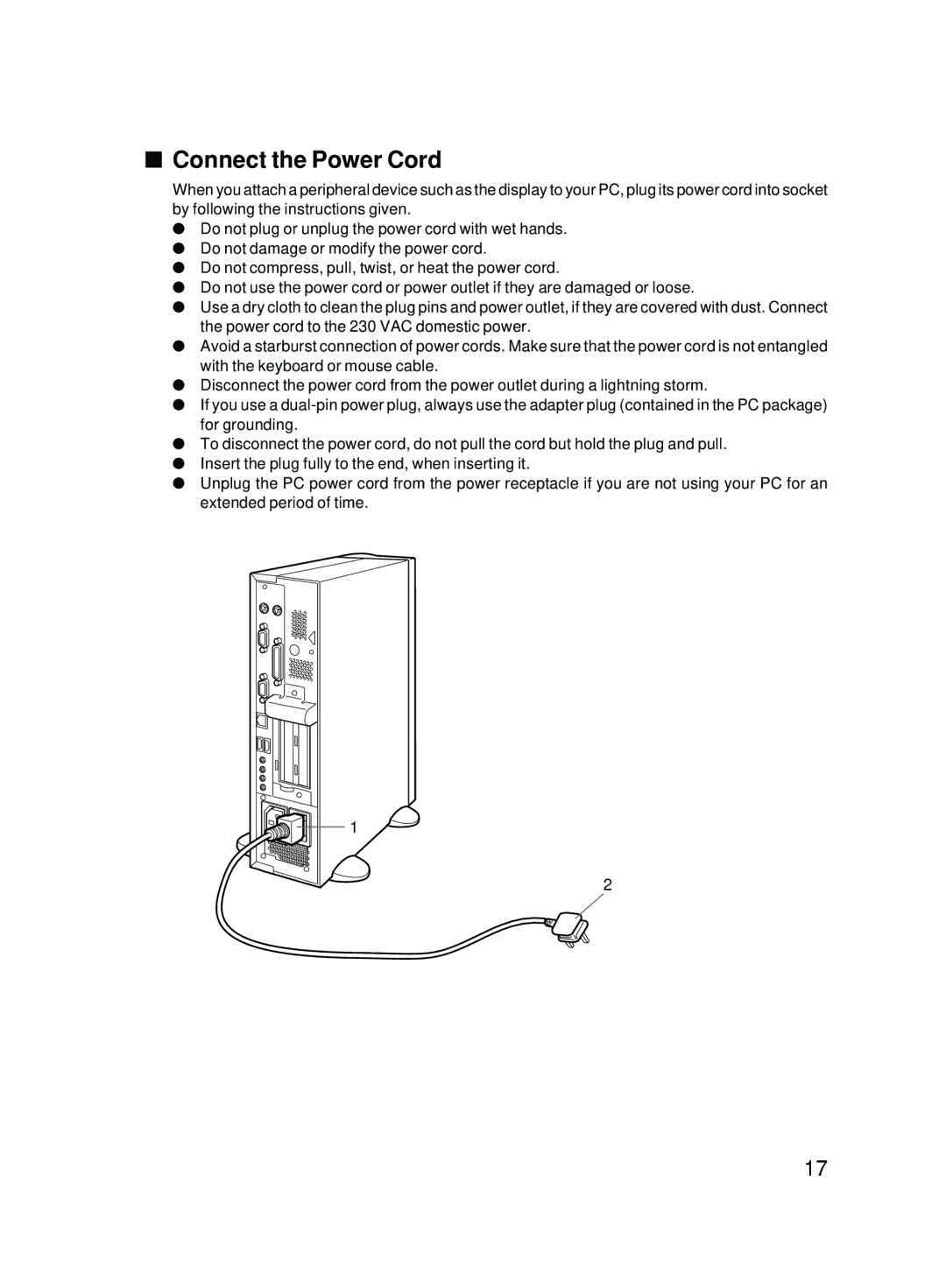 Fujitsu 5000 user manual Connect the Power Cord 