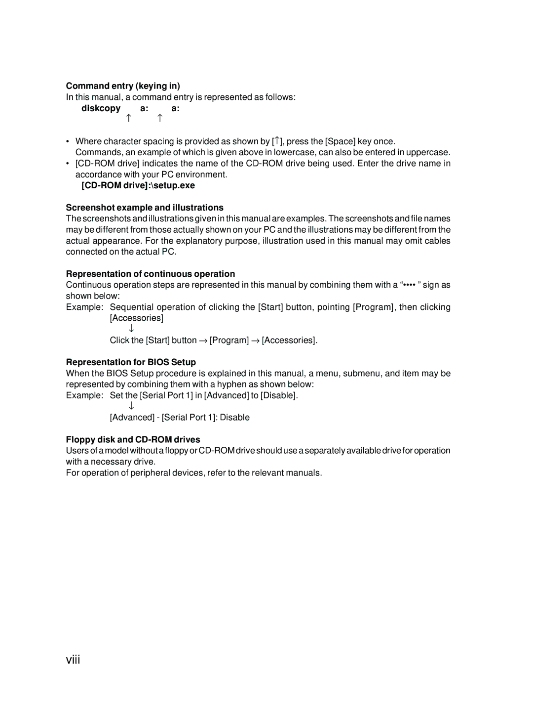 Fujitsu 5000 user manual Command entry keying, Diskcopy a a, CD-ROM drive\setup.exe Screenshot example and illustrations 