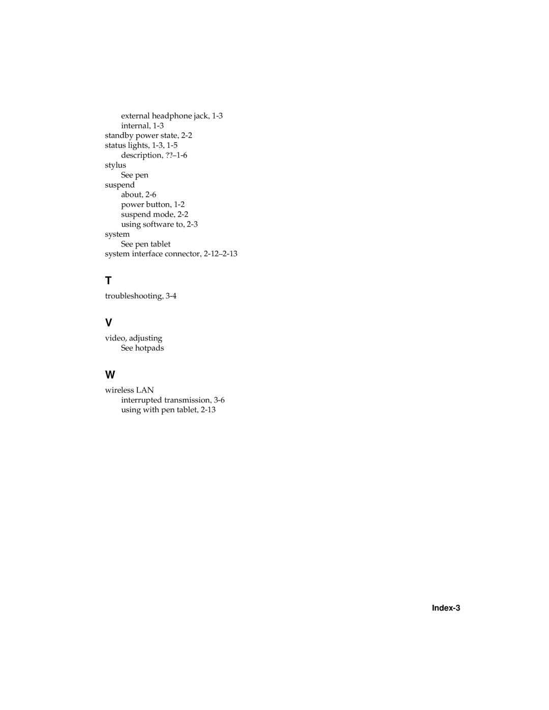 Fujitsu 510 manual Index-3 