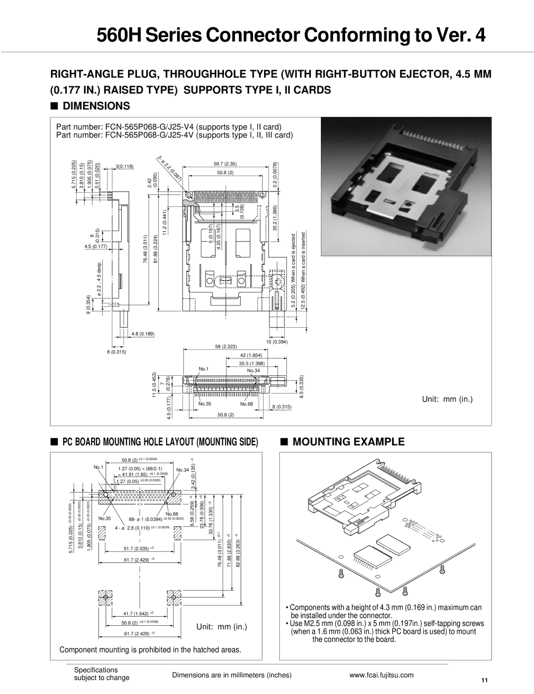 Fujitsu 560H dimensions 11.5 177 No.35No.68 50.8 315 