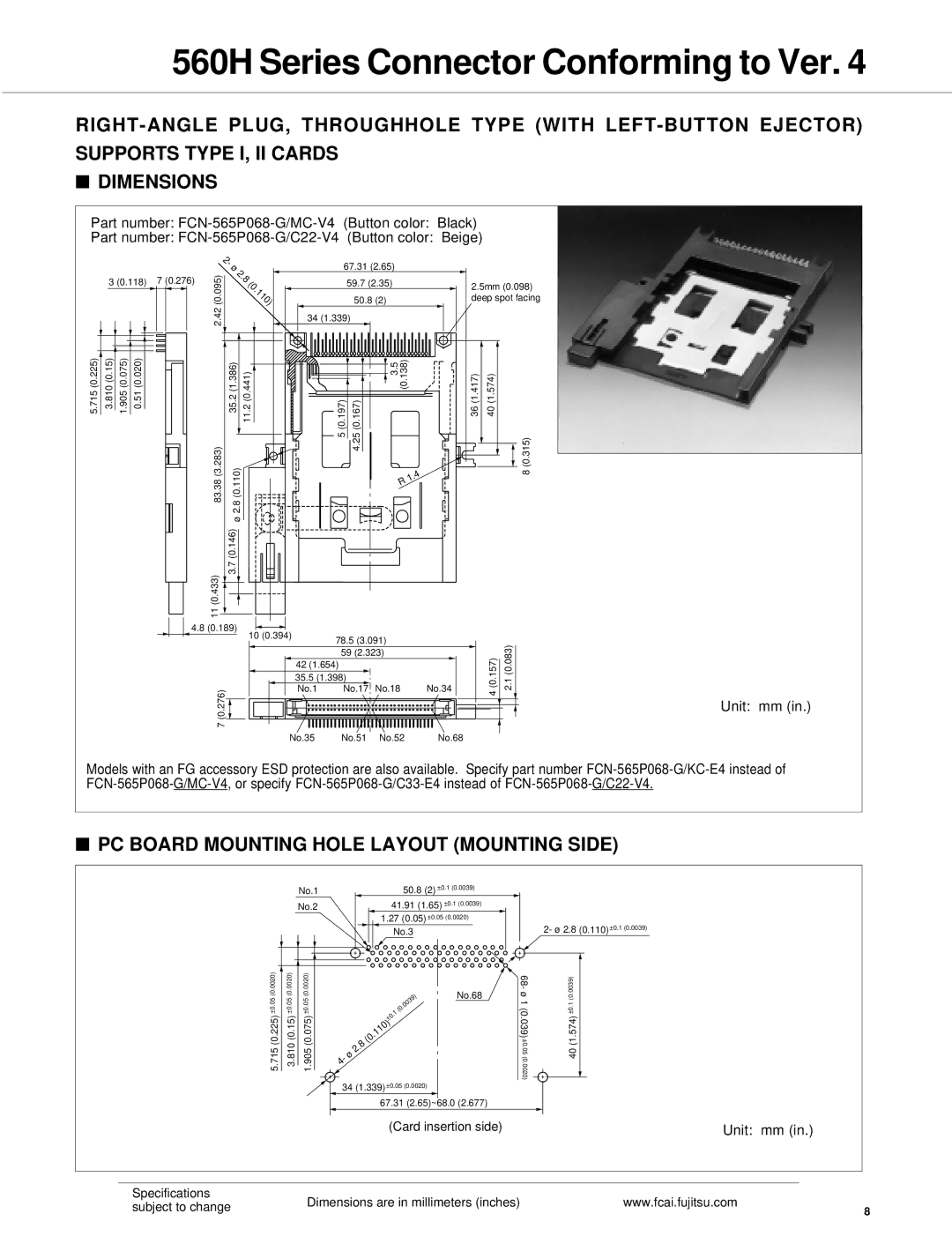 Fujitsu 560H dimensions 67.31 118 276 