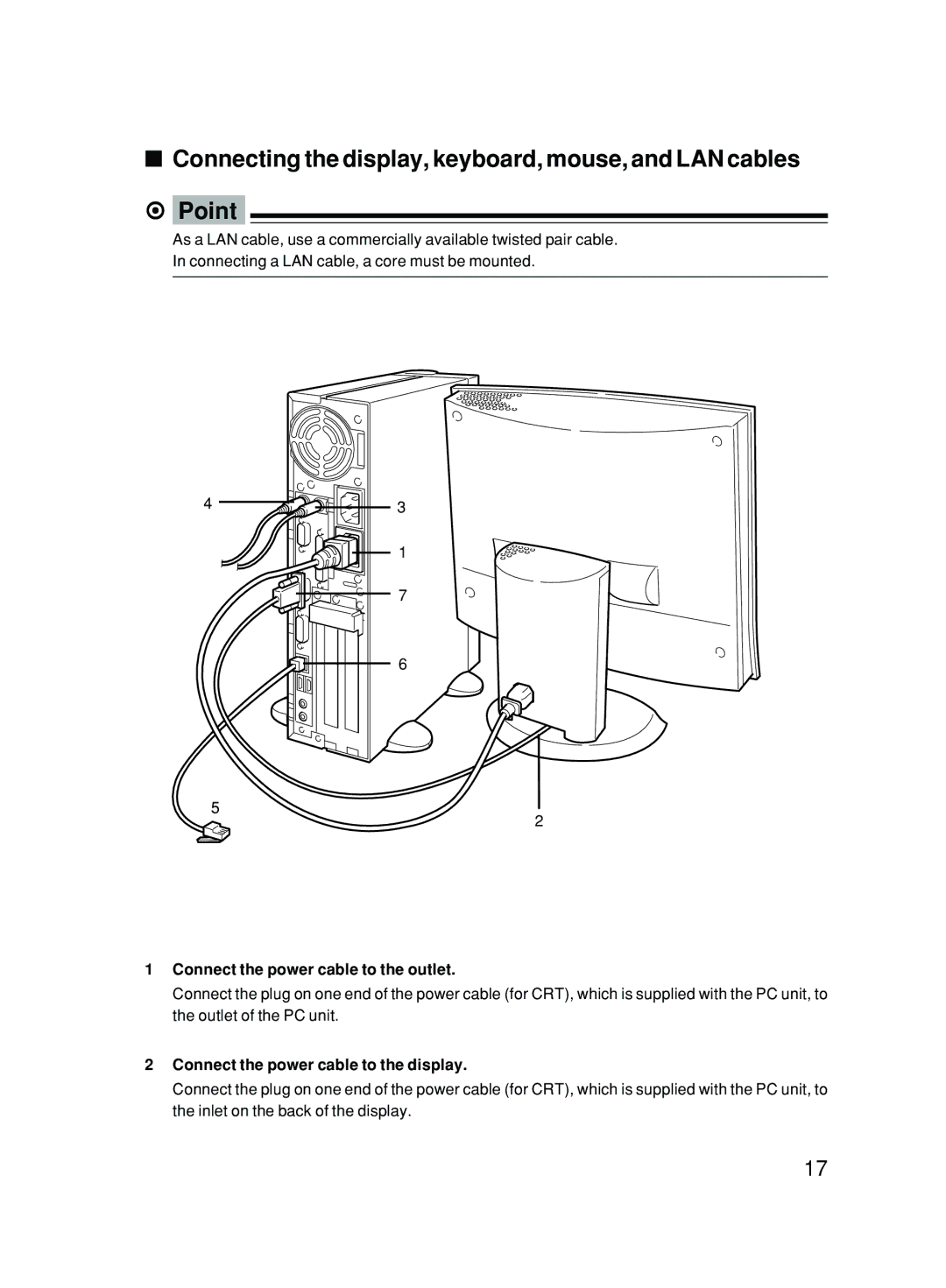 Fujitsu 6000/SS user manual Connect the power cable to the outlet, Connect the power cable to the display 