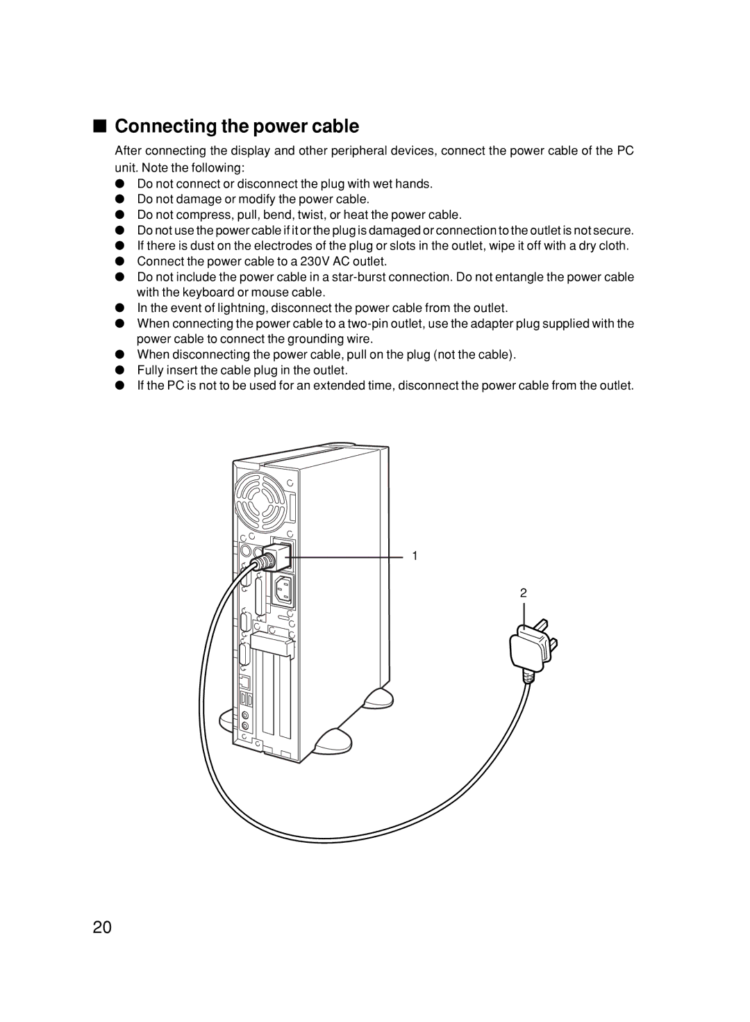 Fujitsu 6000/SS user manual Connecting the power cable 