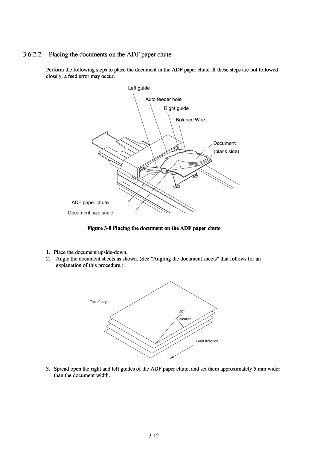 Fujitsu 600C manual Placing the documents on the ADF paper chute, 8 Placing the document on the ADF paper chute 