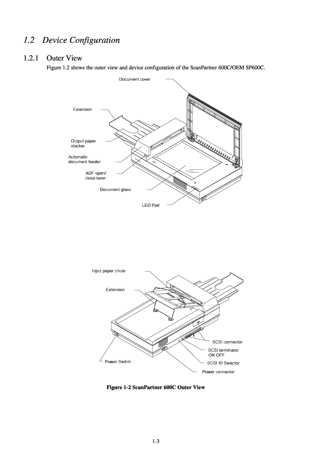 Fujitsu manual Device Configuration, 2 ScanPartner 600C Outer View 