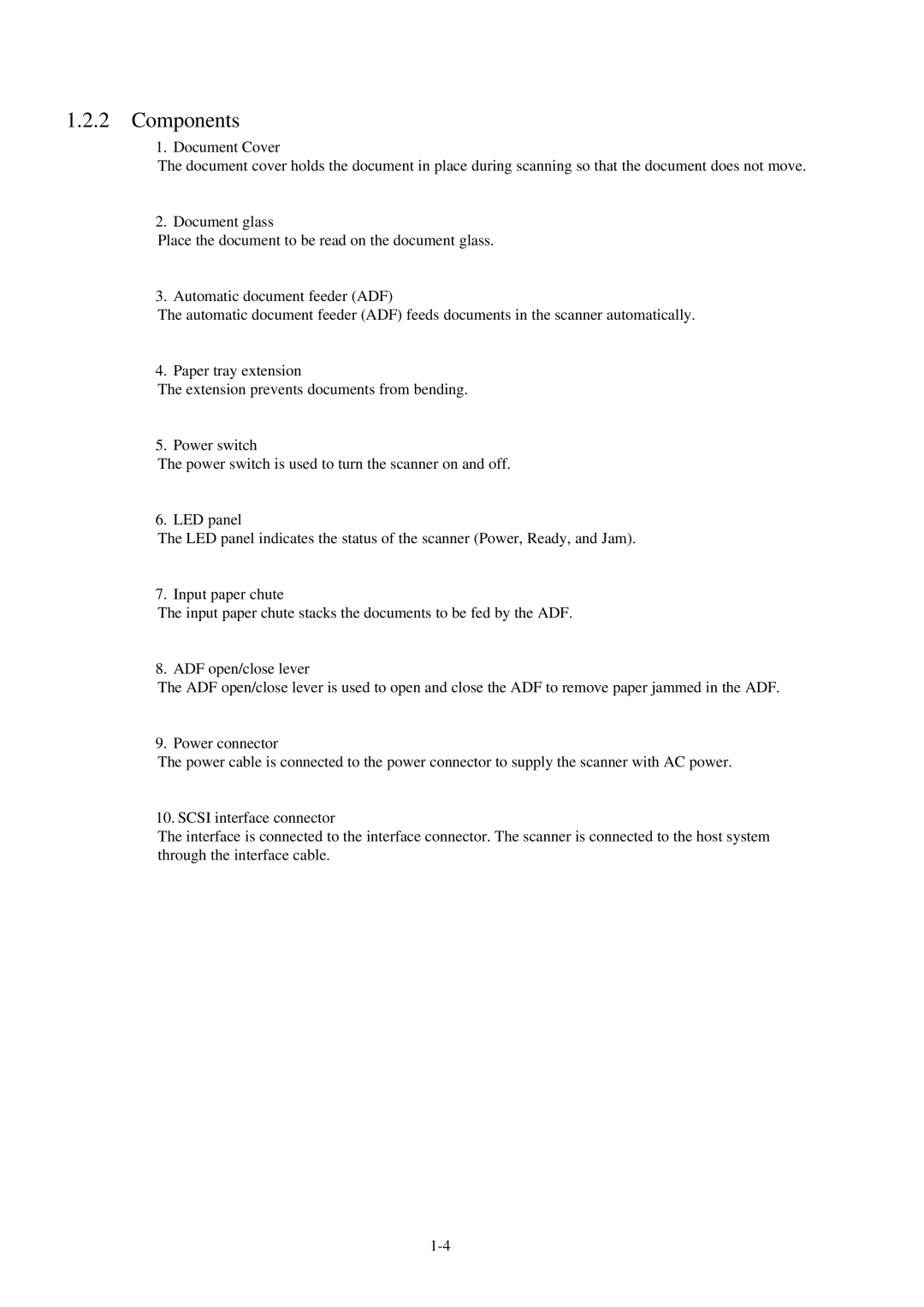 Fujitsu 600C manual Components 