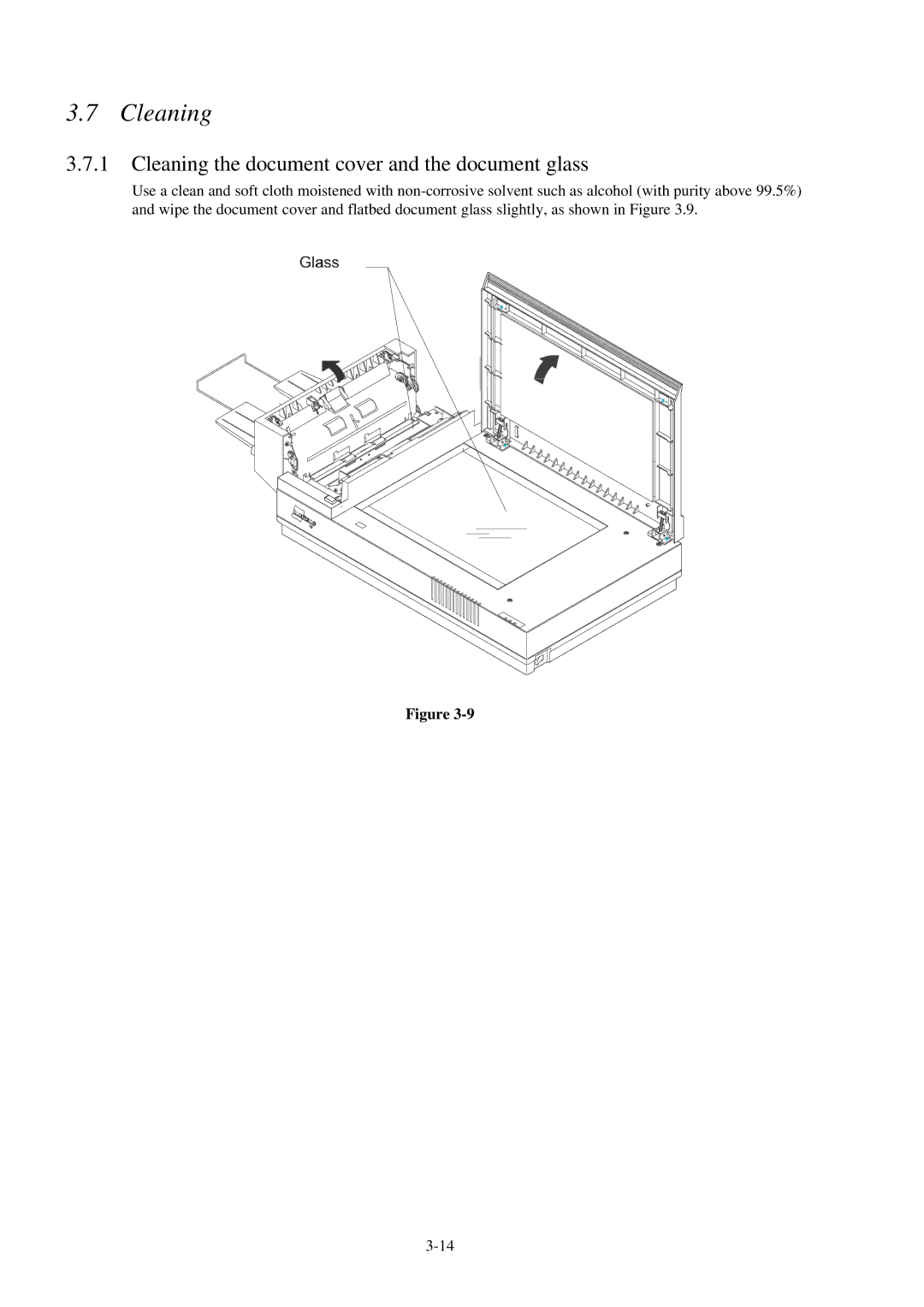 Fujitsu 600C manual Cleaning the document cover and the document glass 