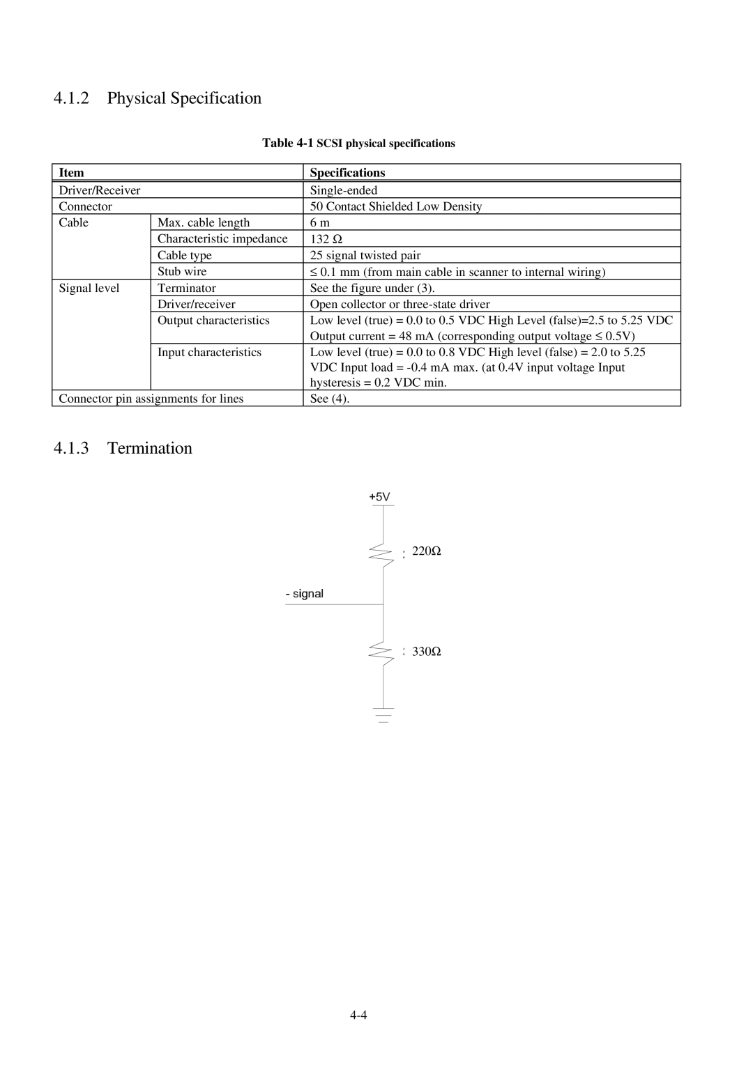 Fujitsu 600C manual Physical Specification, Termination, Specifications, 1SCSI physical specifications 