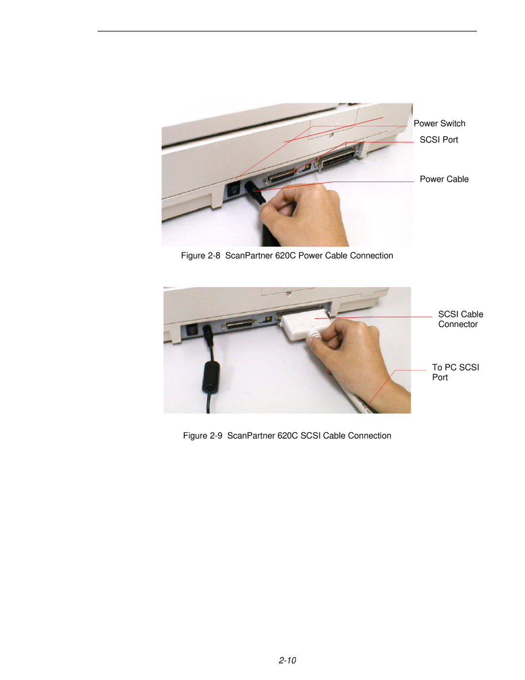 Fujitsu user manual ScanPartner 620C Scsi Cable Connection 