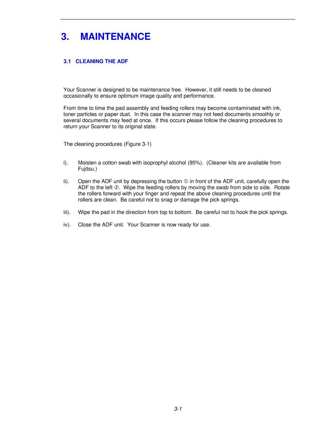 Fujitsu 620C user manual Maintenance, Cleaning the ADF 