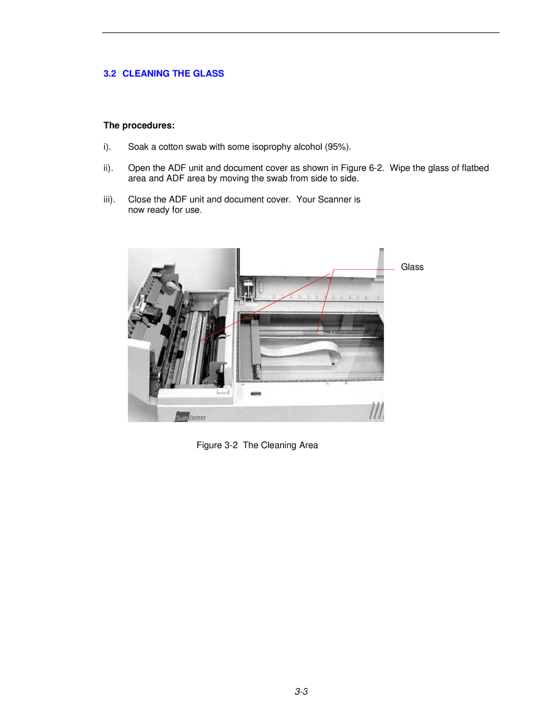 Fujitsu 620C user manual Cleaning the Glass, Procedures 