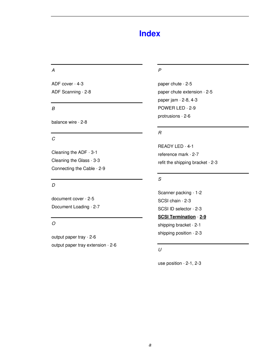 Fujitsu 620C user manual Index 