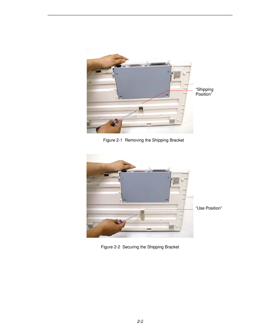 Fujitsu 620C user manual Removing the Shipping Bracket Use Position 