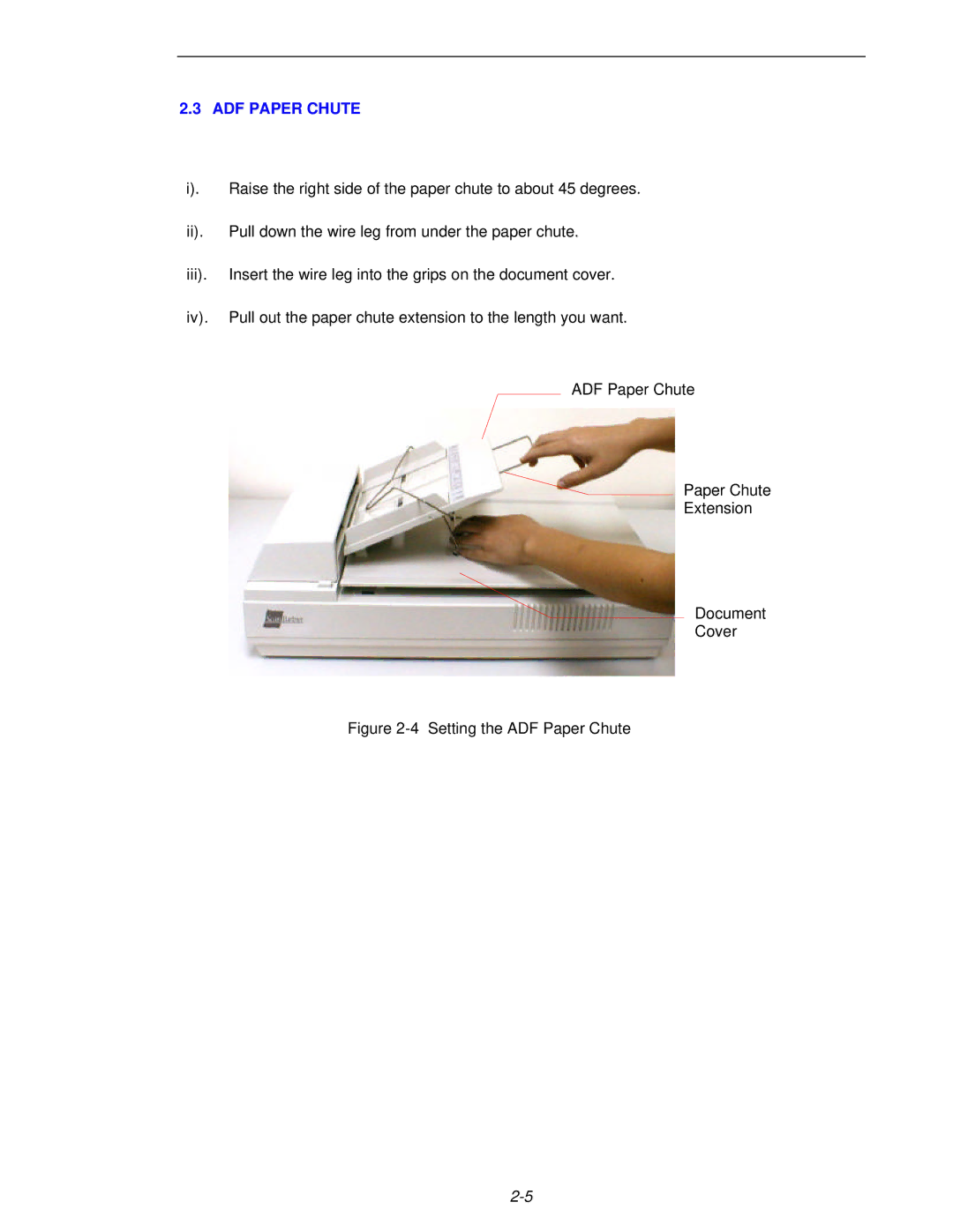 Fujitsu 620C user manual Setting the ADF Paper Chute 