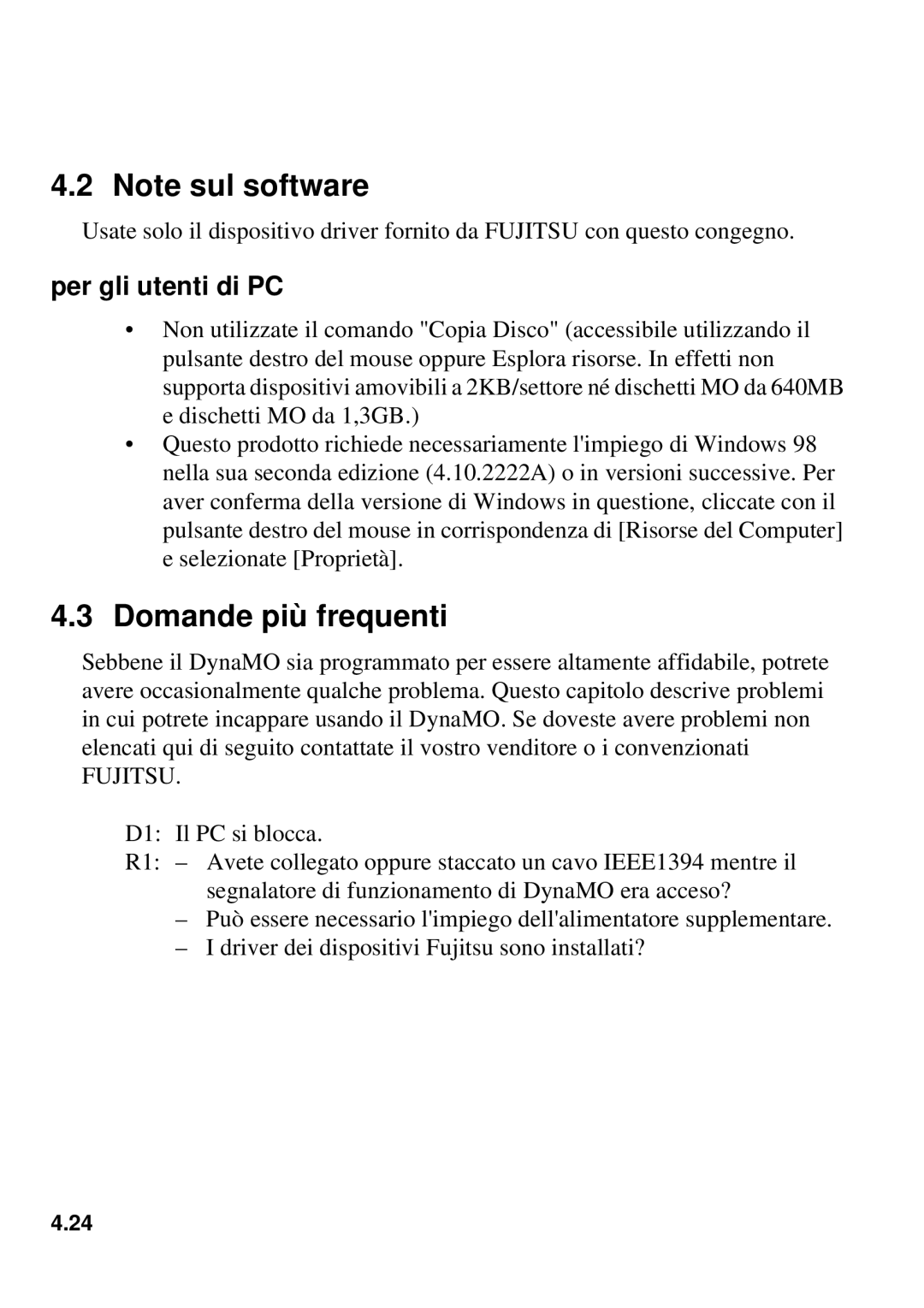 Fujitsu 1300FE, 640FE manual Domande più frequenti, Per gli utenti di PC 