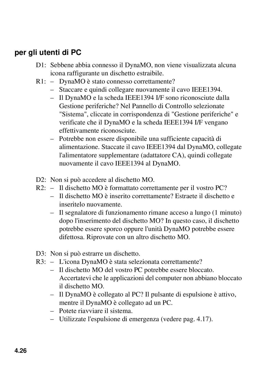 Fujitsu 1300FE, 640FE manual Per gli utenti di PC 