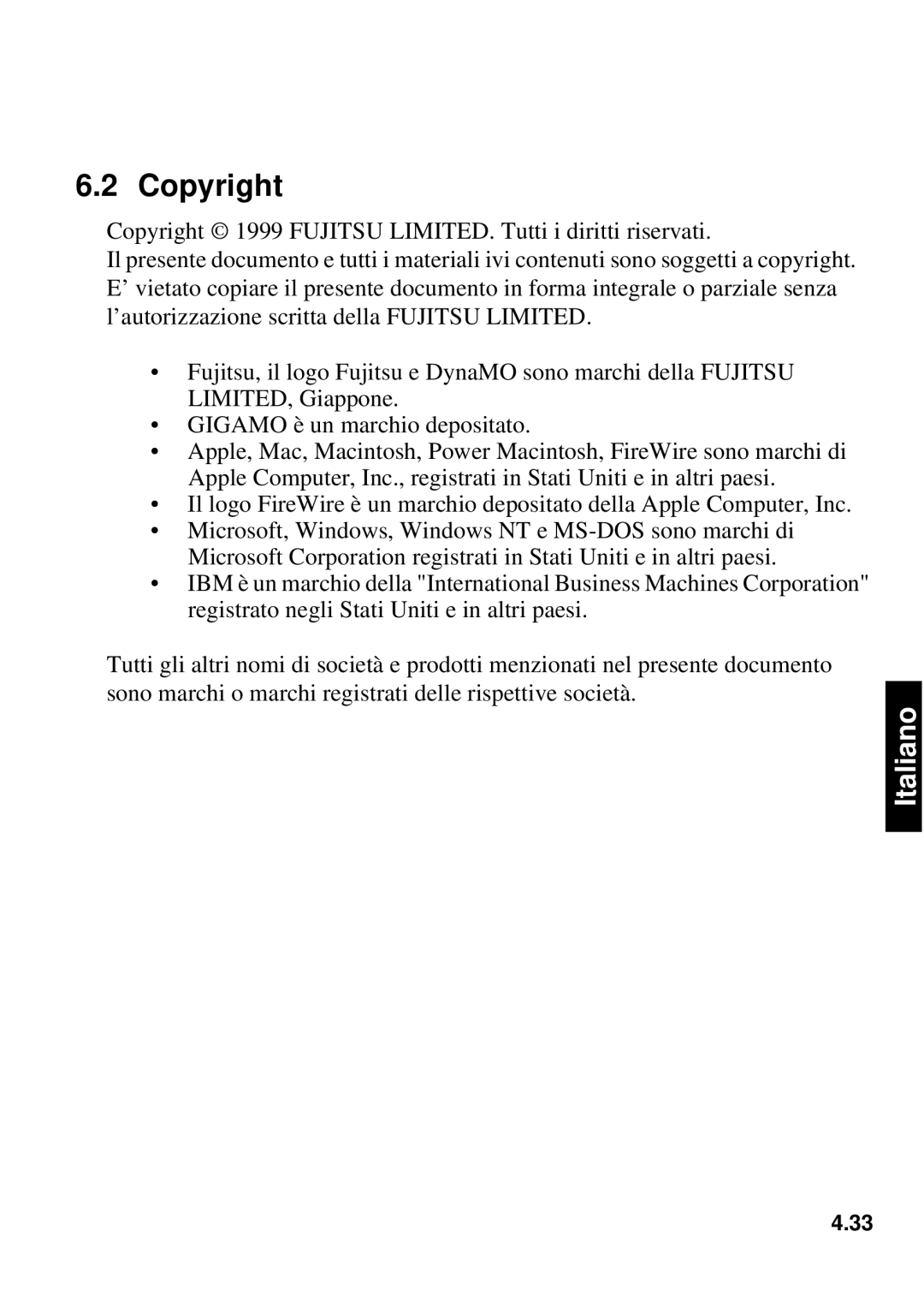 Fujitsu 640FE, 1300FE manual Copyright 