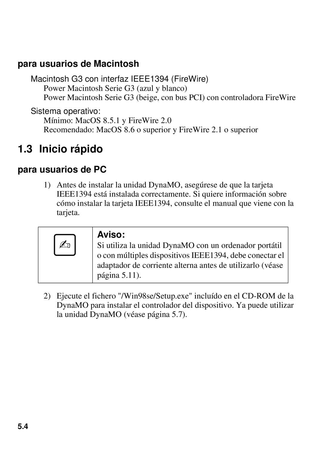 Fujitsu 1300FE, 640FE manual Inicio rápido, Para usuarios de Macintosh 