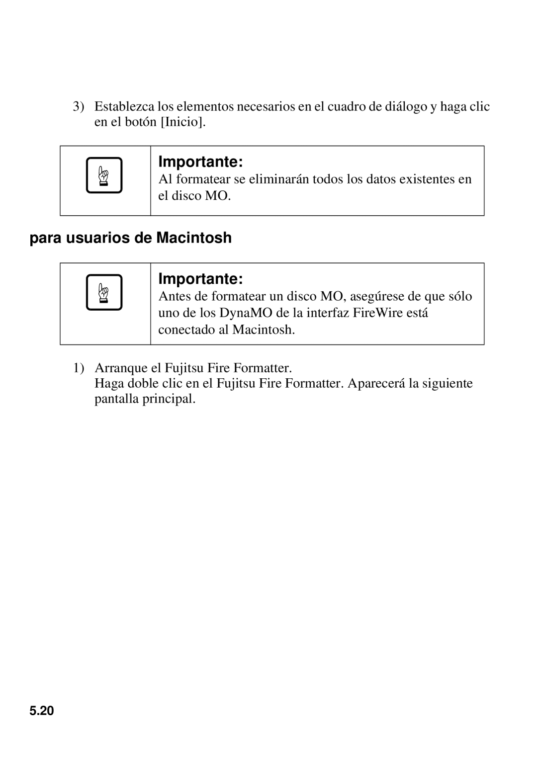 Fujitsu 1300FE, 640FE manual Para usuarios de Macintosh Importante 