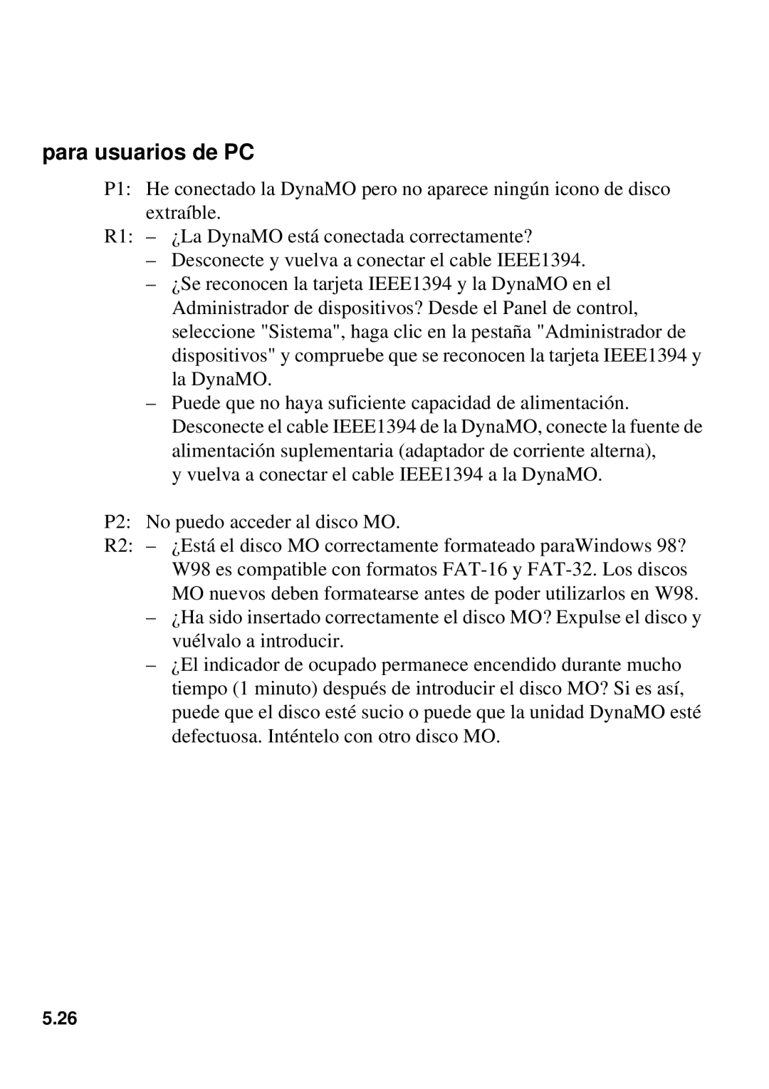 Fujitsu 1300FE, 640FE manual Para usuarios de PC 