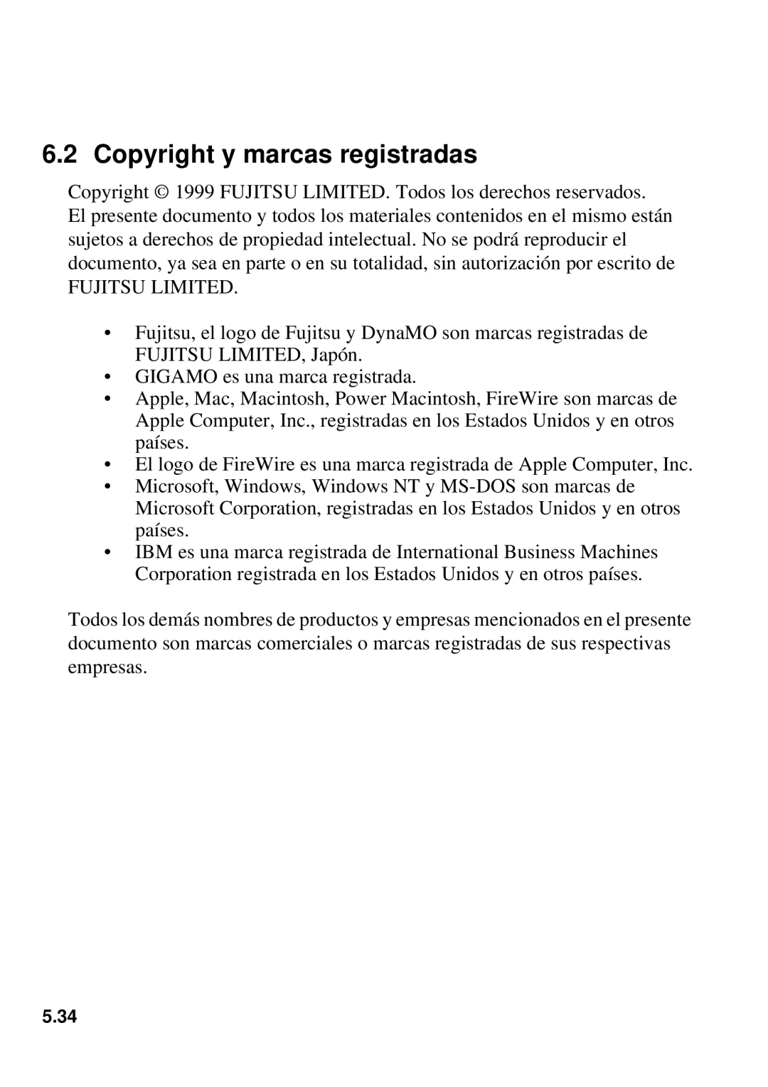 Fujitsu 1300FE, 640FE manual Copyright y marcas registradas, Fujitsu Limited 