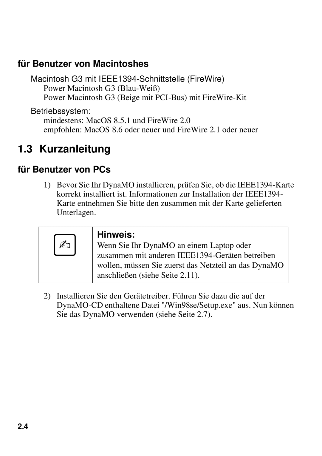 Fujitsu 640FE, 1300FE manual Kurzanleitung, Für Benutzer von Macintoshes 