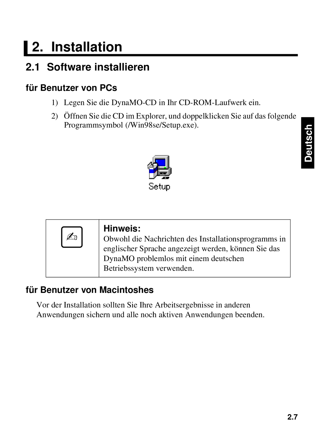 Fujitsu 1300FE, 640FE manual Installation, Software installieren 