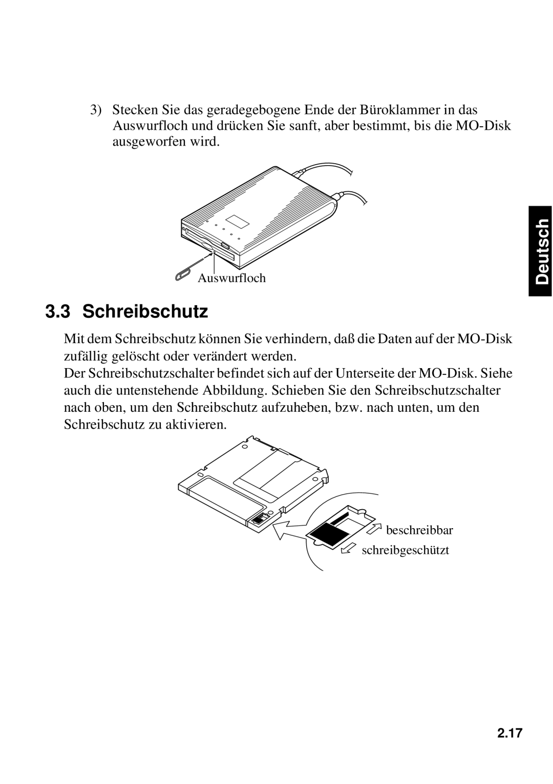 Fujitsu 1300FE, 640FE manual Schreibschutz 