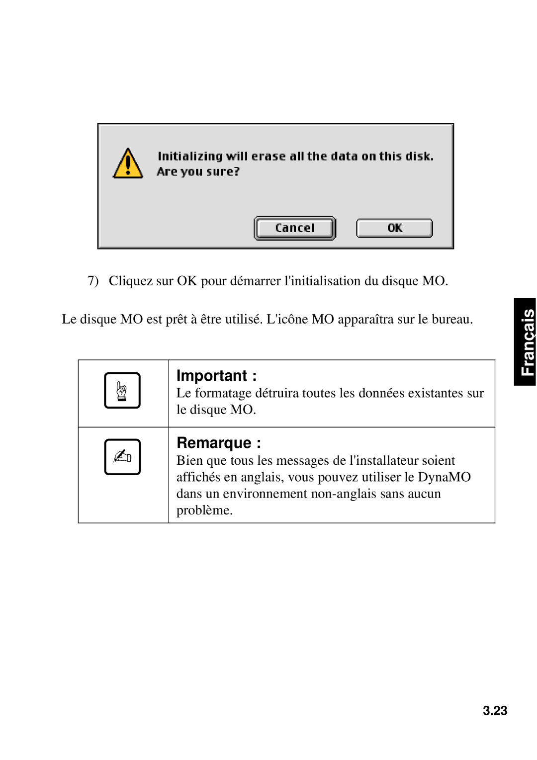 Fujitsu 1300FE, 640FE manual Bien que tous les messages de linstallateur soient 