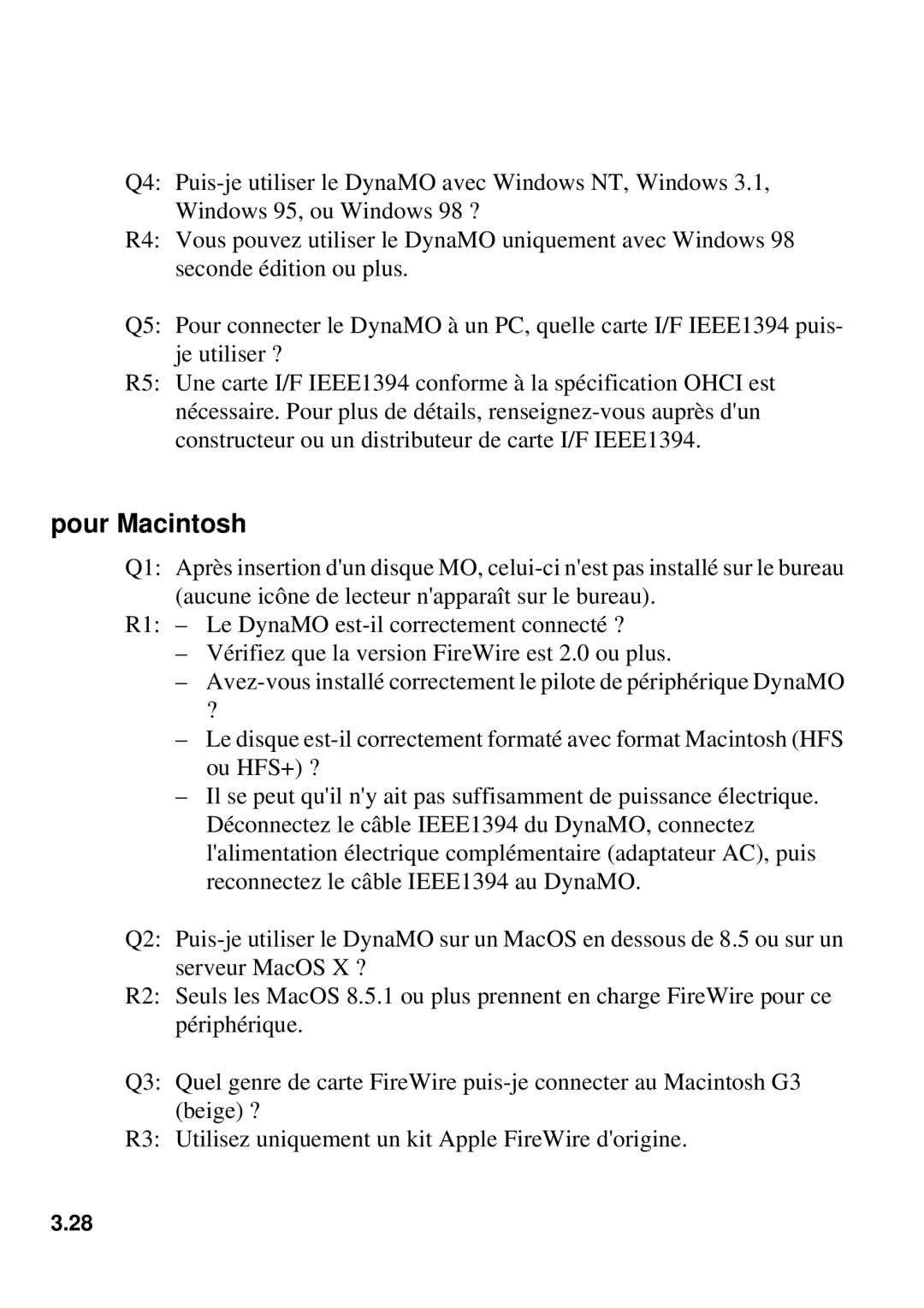 Fujitsu 640FE, 1300FE manual Pour Macintosh 