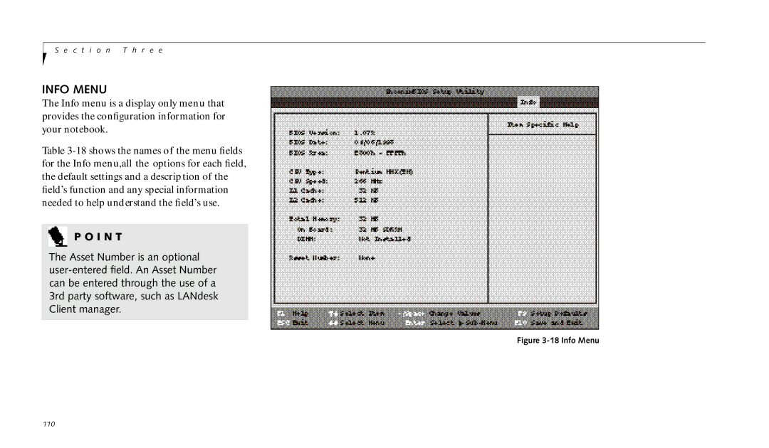 Fujitsu 690TX manual Info Menu 