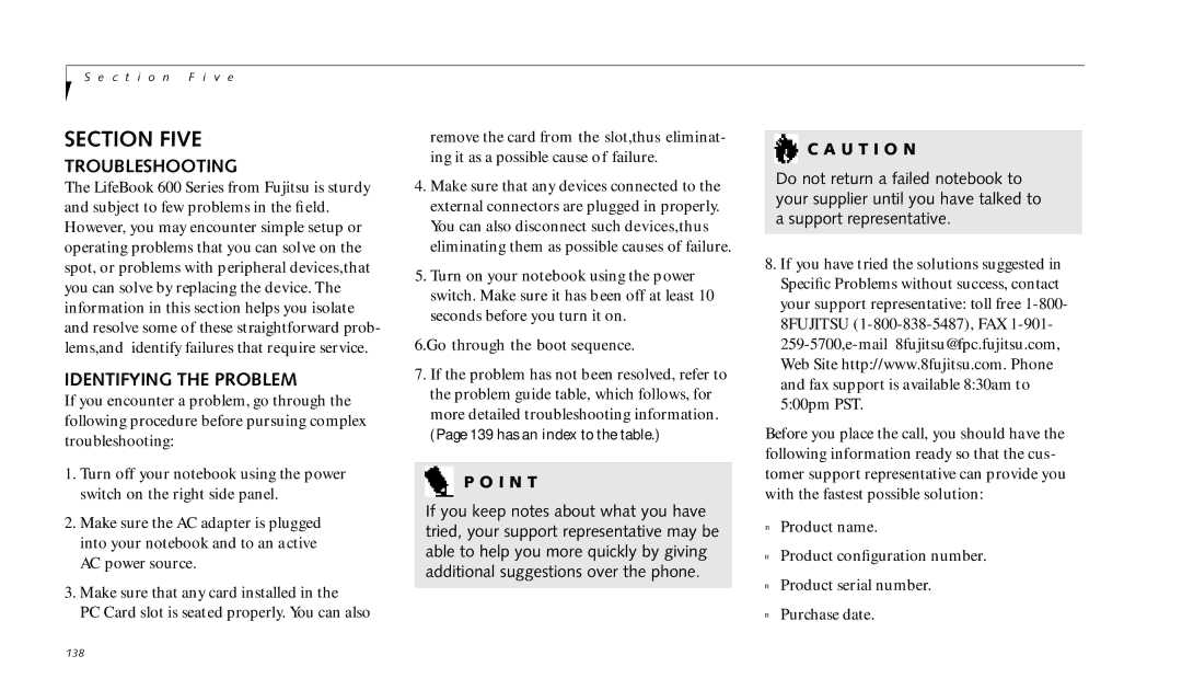 Fujitsu 690TX manual Troubleshooting, Identifying the Problem 