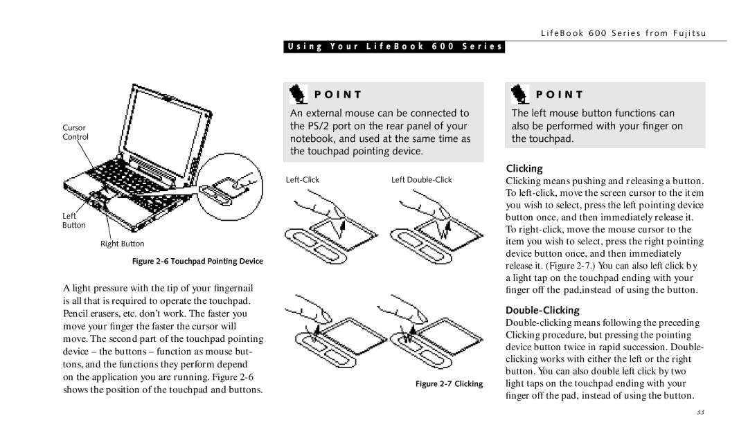 Fujitsu 690TX manual Double-Clicking 