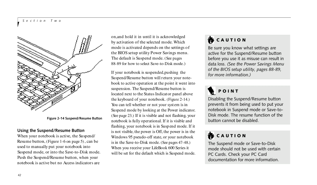 Fujitsu 690TX manual For how to select Save-to-Disk mode 