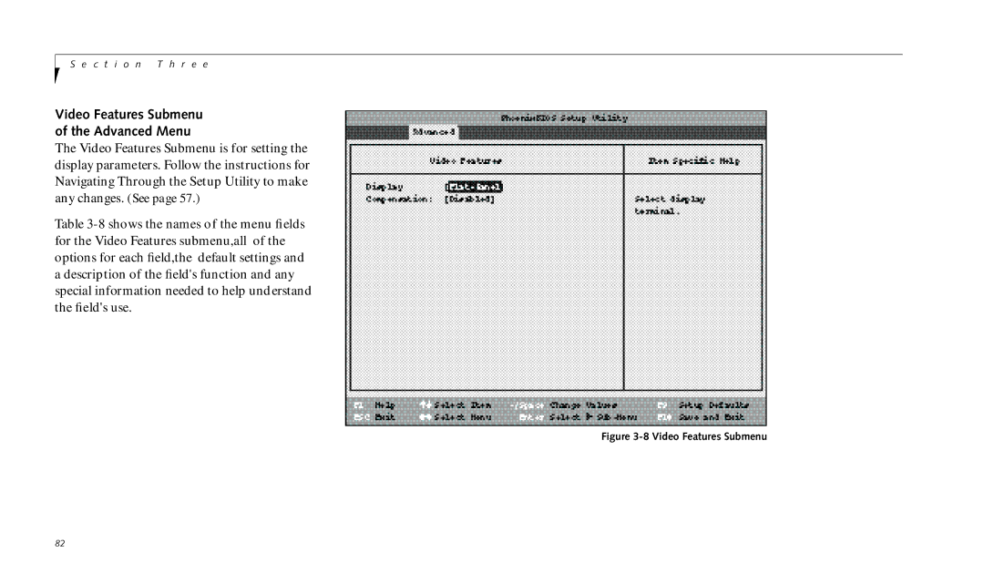 Fujitsu 690TX manual Video Features Submenu Advanced Menu 