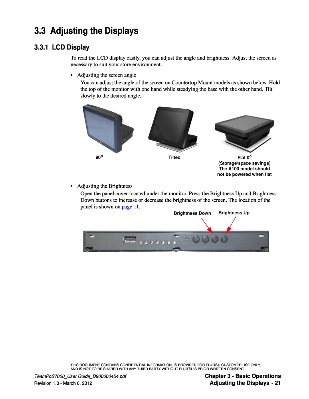 Fujitsu 7000 manual Adjusting the Displays, LCD Display 