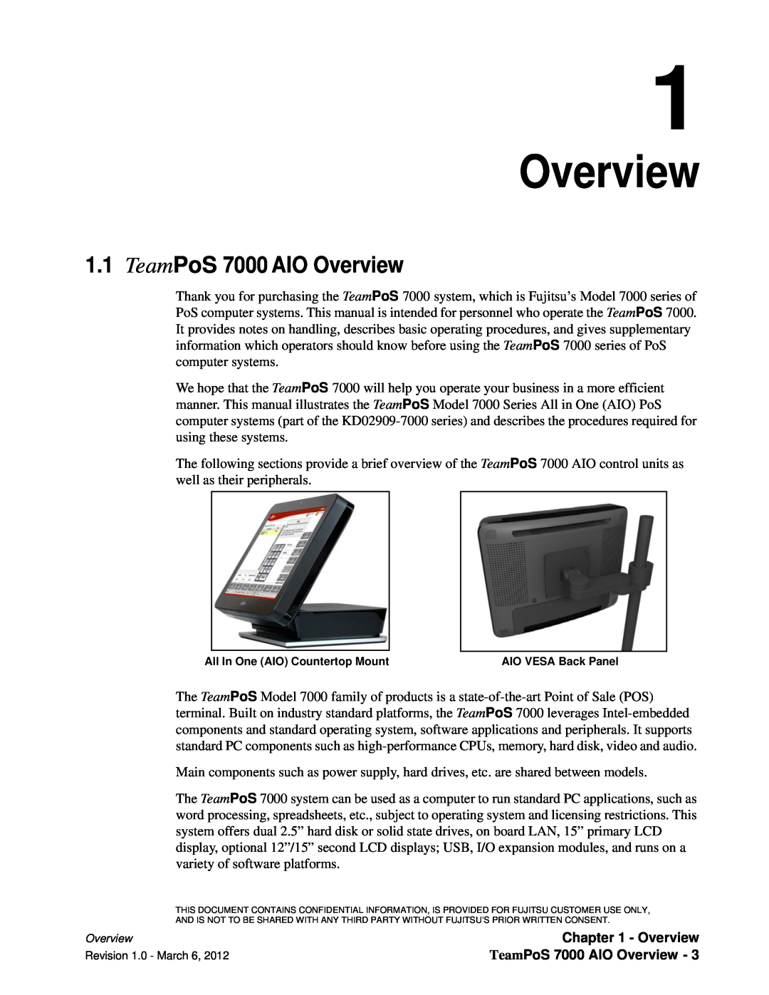 Fujitsu manual TeamPoS 7000 AIO Overview 