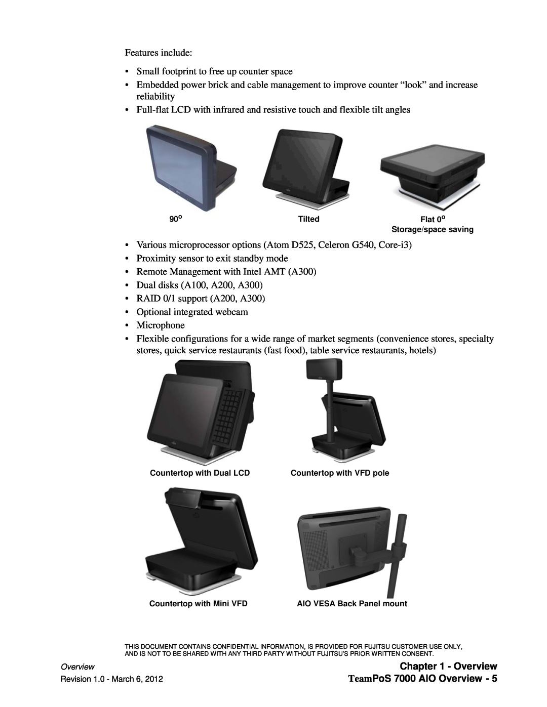 Fujitsu 7000 manual Features include Small footprint to free up counter space, Overview 