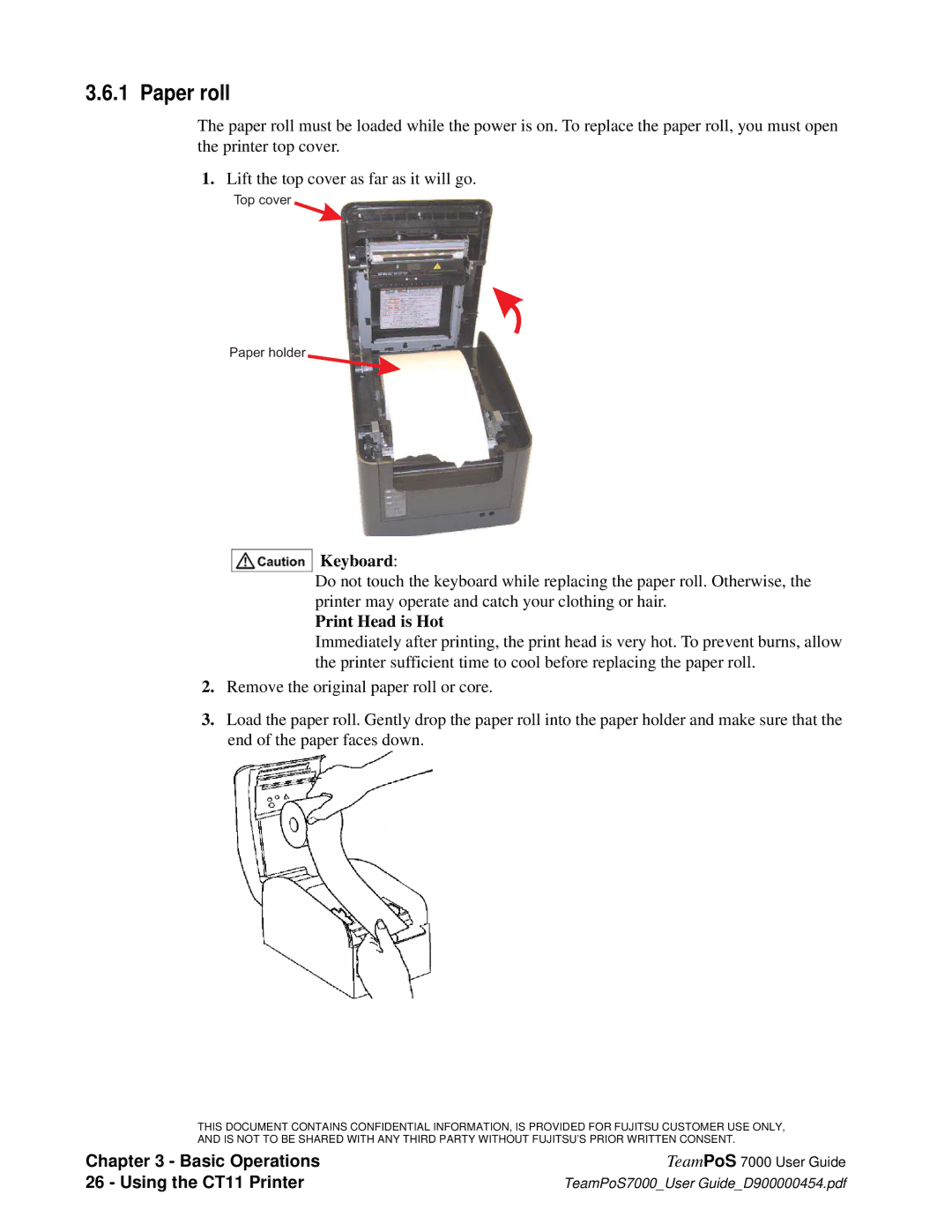 Fujitsu 7000 manual Paper roll, Keyboard 