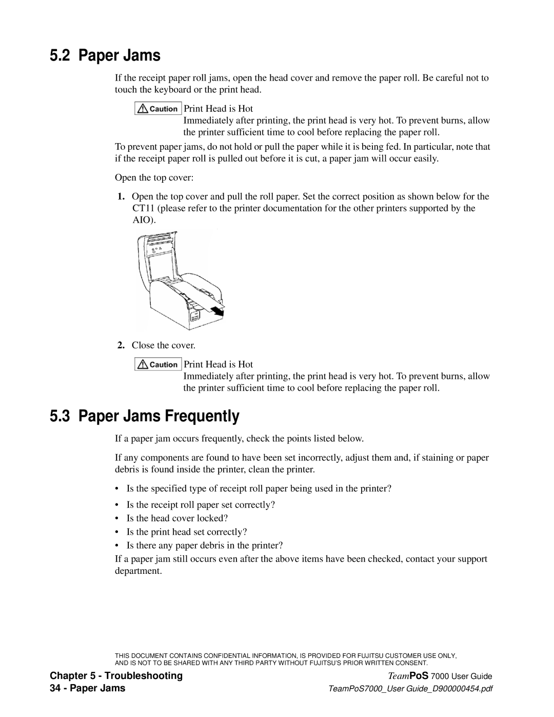 Fujitsu 7000 manual Paper Jams Frequently 