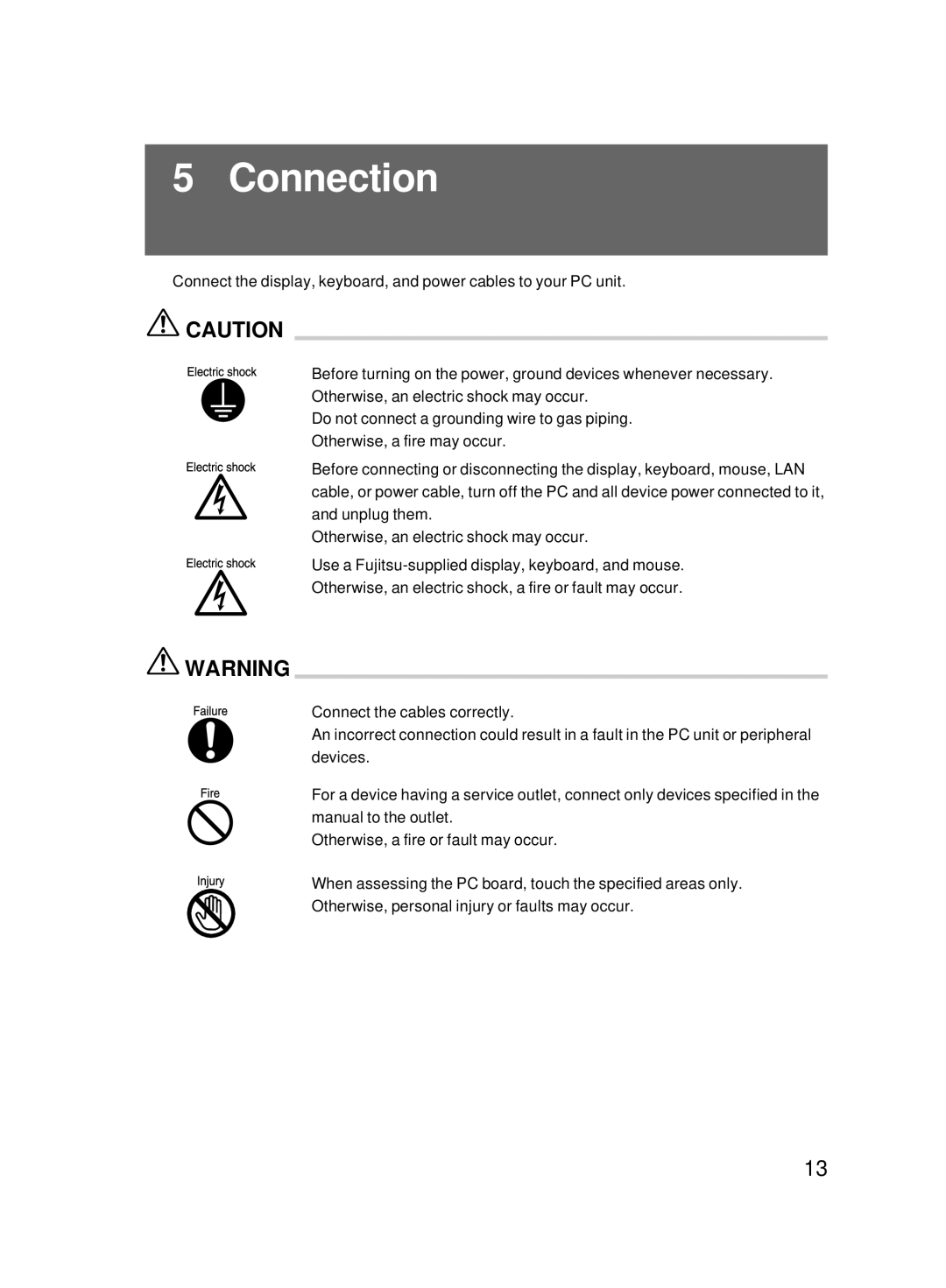 Fujitsu 8000 SERIES user manual Connection 