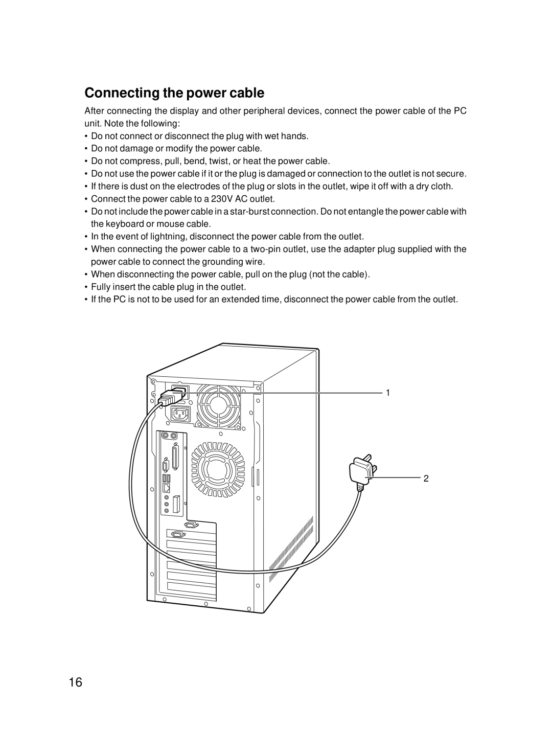 Fujitsu 8000 SERIES user manual Connecting the power cable 