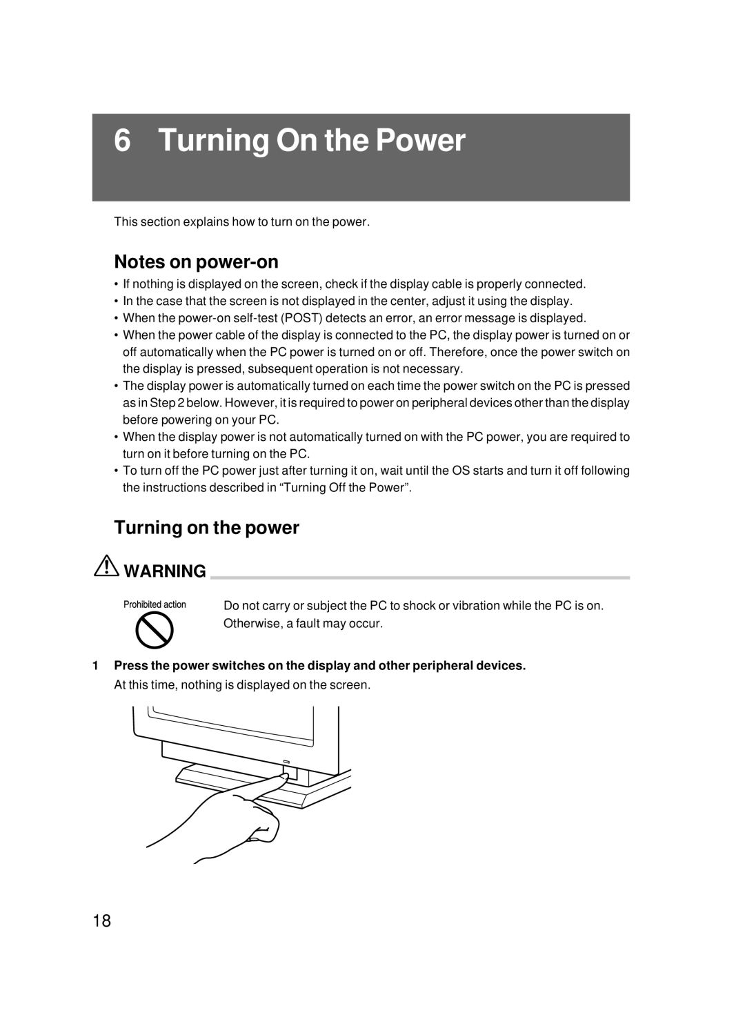 Fujitsu 8000 SERIES user manual Turning On the Power, Turning on the power 