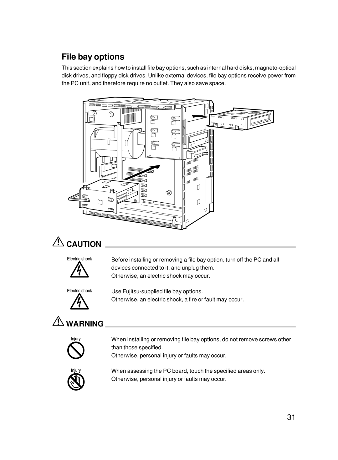 Fujitsu 8000 SERIES user manual File bay options 