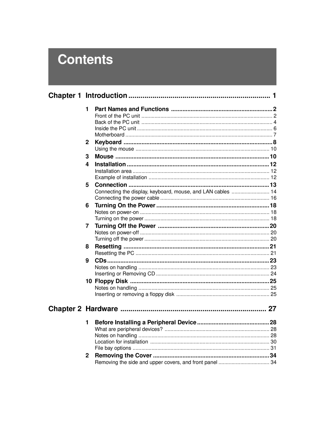 Fujitsu 8000 SERIES user manual Contents 